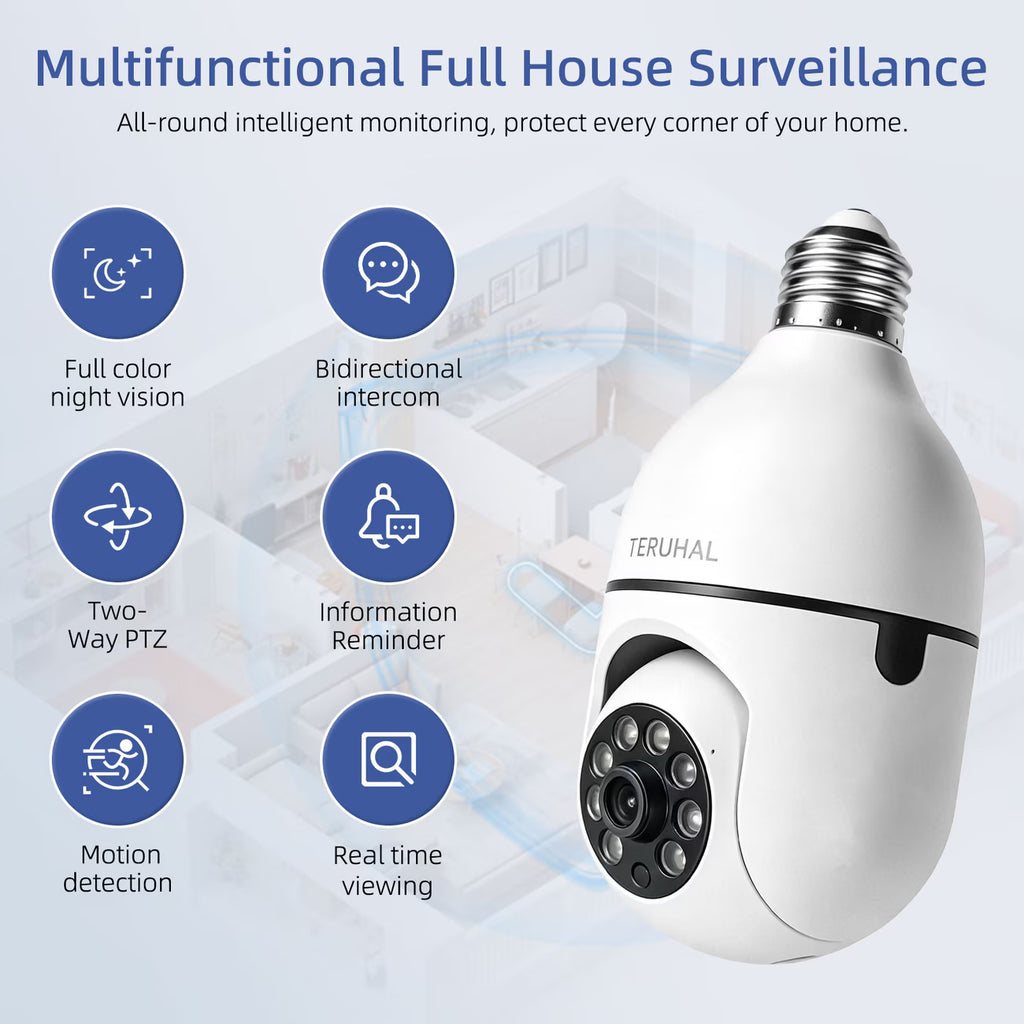 CAMARA ROSCA EDISON IC360 WiFi IC-360 con Visión 360° | Visión Nocturna | Compatible con Alexa y Google