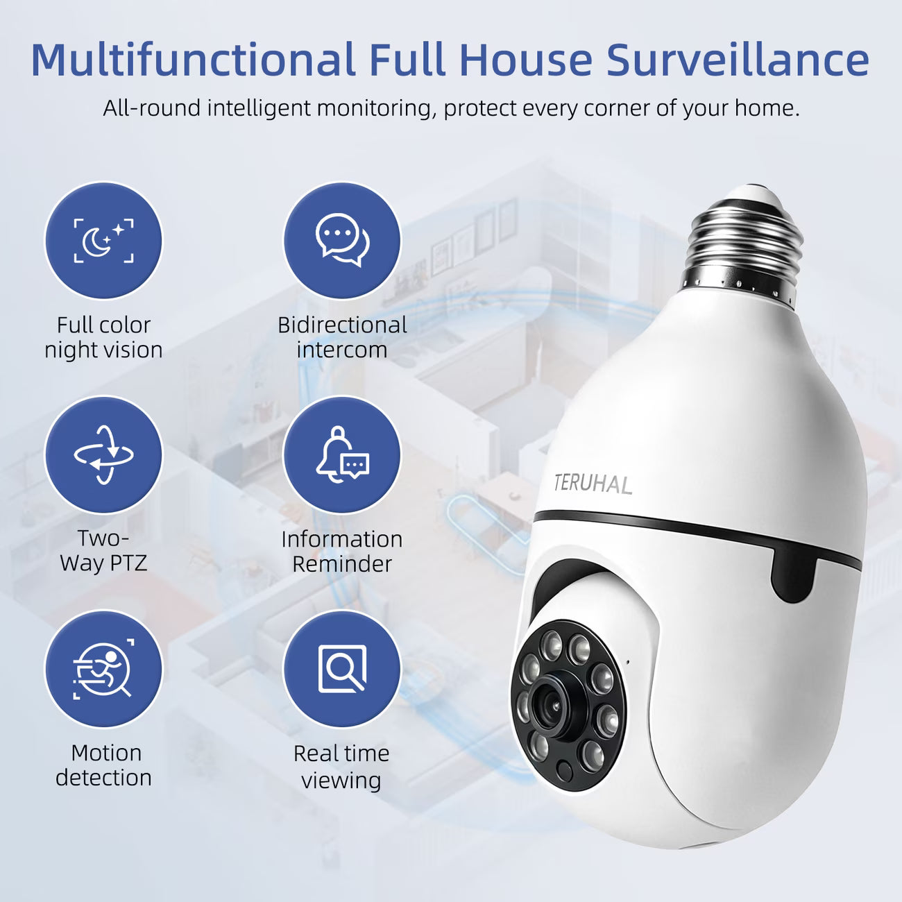 CAMARA ROSCA EDISON IC360 WiFi IC-360 con Visión 360° | Visión Nocturna | Compatible con Alexa y Google