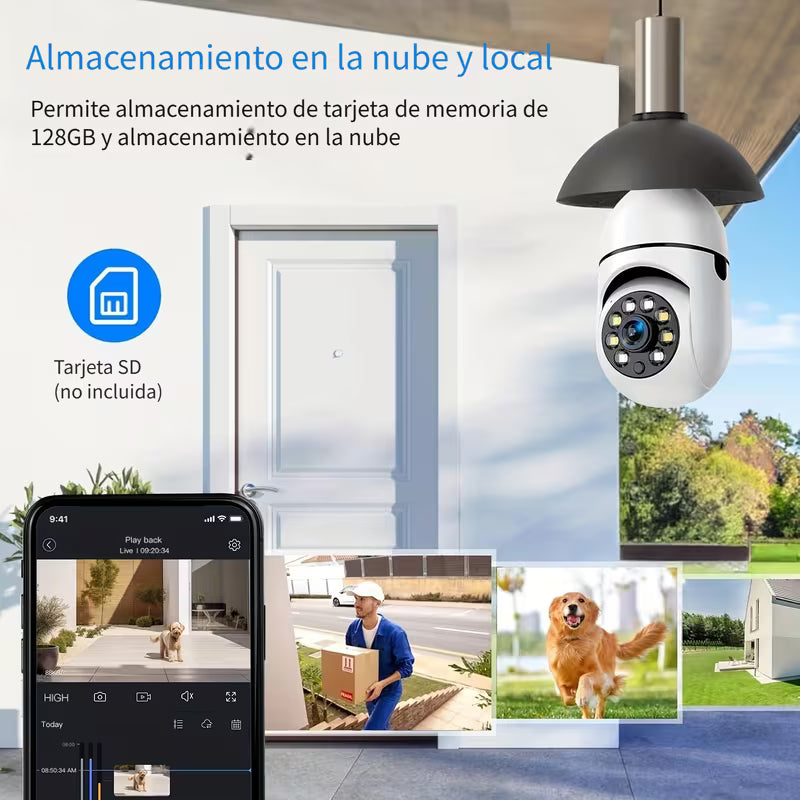 CAMARA ROSCA EDISON IC360 WiFi IC-360 con Visión 360° | Visión Nocturna | Compatible con Alexa y Google